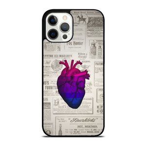 Pride Flag Colors Pink Blue Purple With Heart Newspaper iPhone Case
